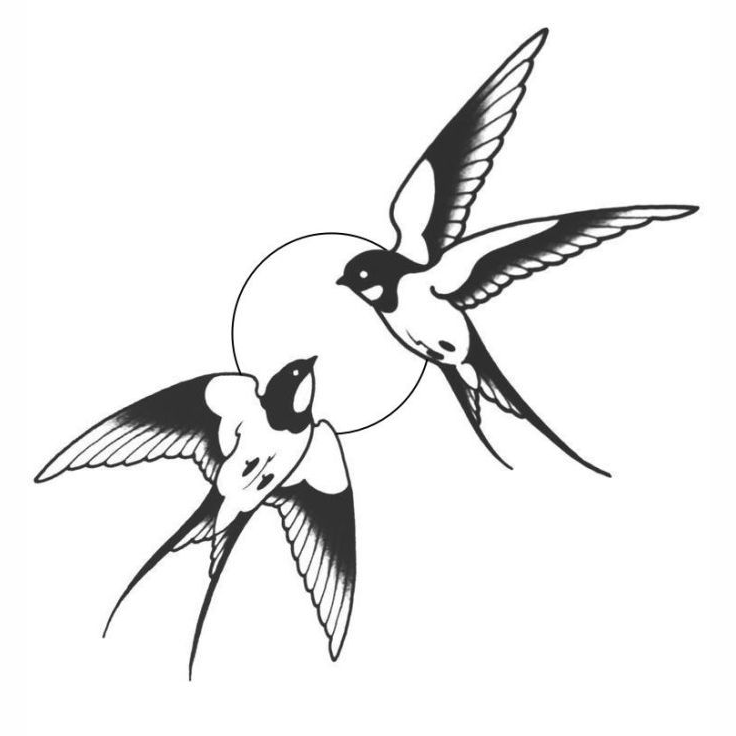 Blackwork bird tattoo