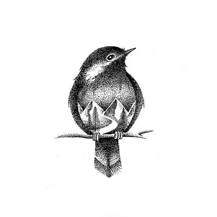 Dotwork bird tattoo
