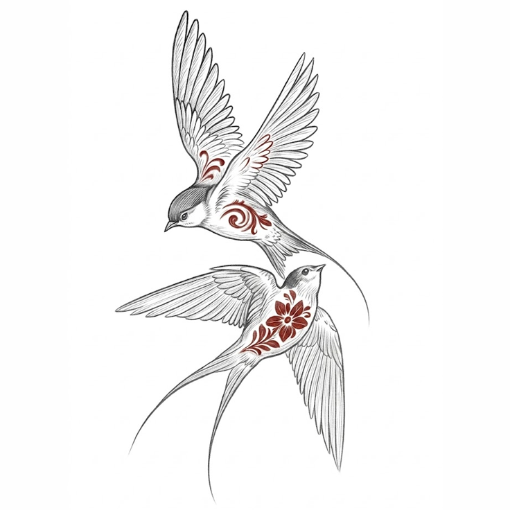 Watercolor bird tattoo